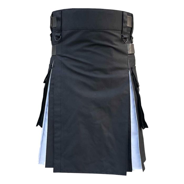 Black & White Simple 2 Side Pocket Utility Kilt