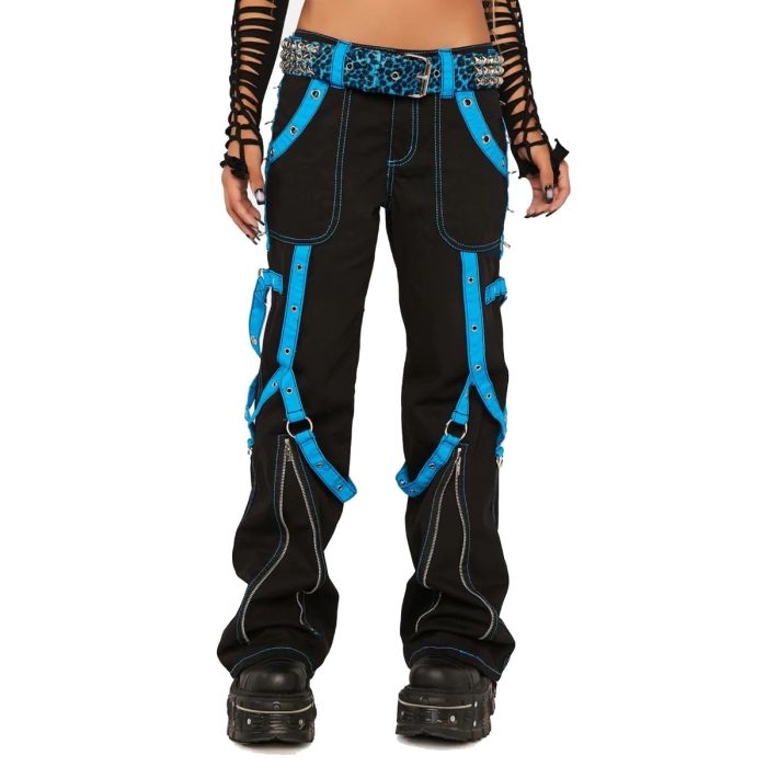 Blue Multi Eyelet Dark Street Gothic Pants Orekyo