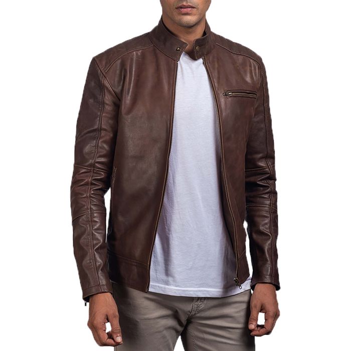 Dean Brown Leather Biker Jacket