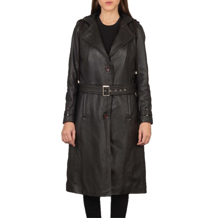 Fixon Women Hooded Brown Trench Coat