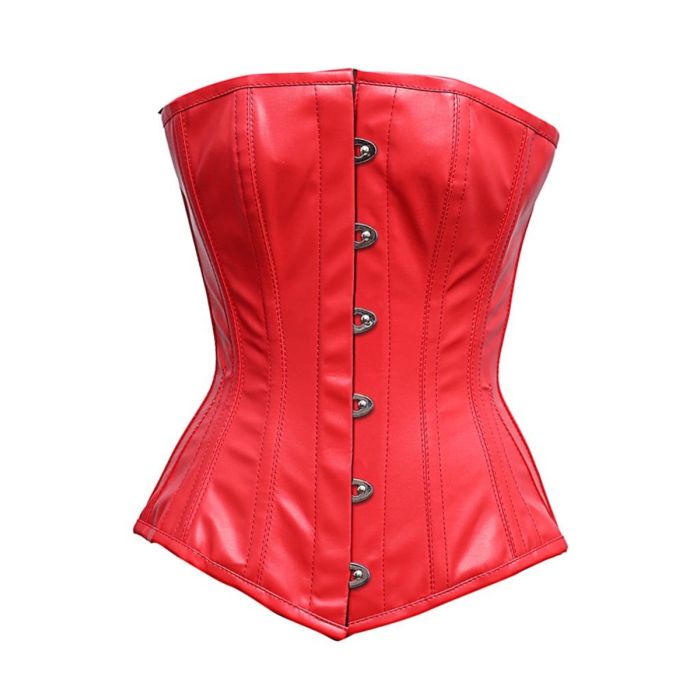 Giggs Steel Boned Red Sheep Nappa PVC Corset Orekyo