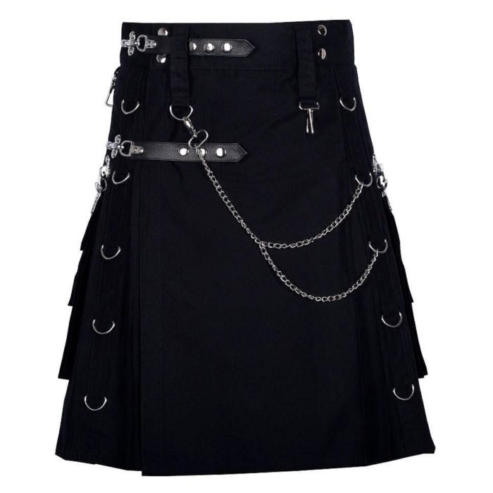 Gothic Kilt Detachable Pockets Modern Gothic Fashion Kilt Active Men