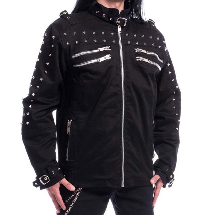 Jacket with rivets, straps and trembling in Gothic style