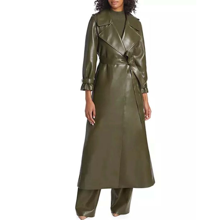 Jarrett Belted Vegan Leather Trench Coat