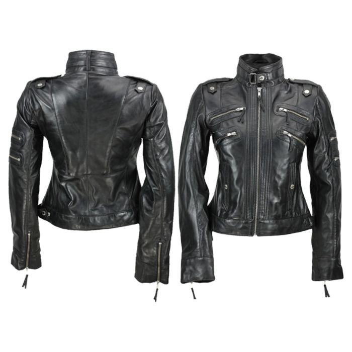 Black Real Leather Slim Fit Soft Zip Biker Style Jacket