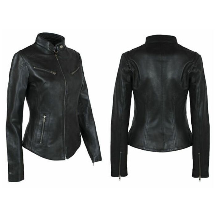 Orekyo Black Slim Fit With zip Leather Jacket 