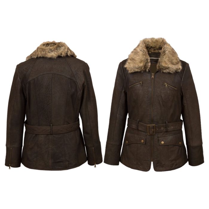 Orekyo Brown Shearling Leather Coat 