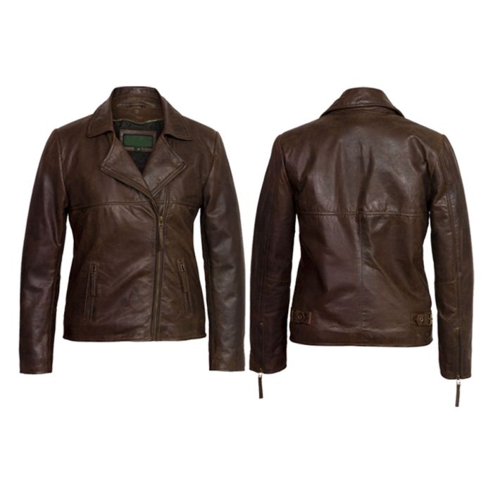 Orekyo Ladies Brown Leather Jacket
