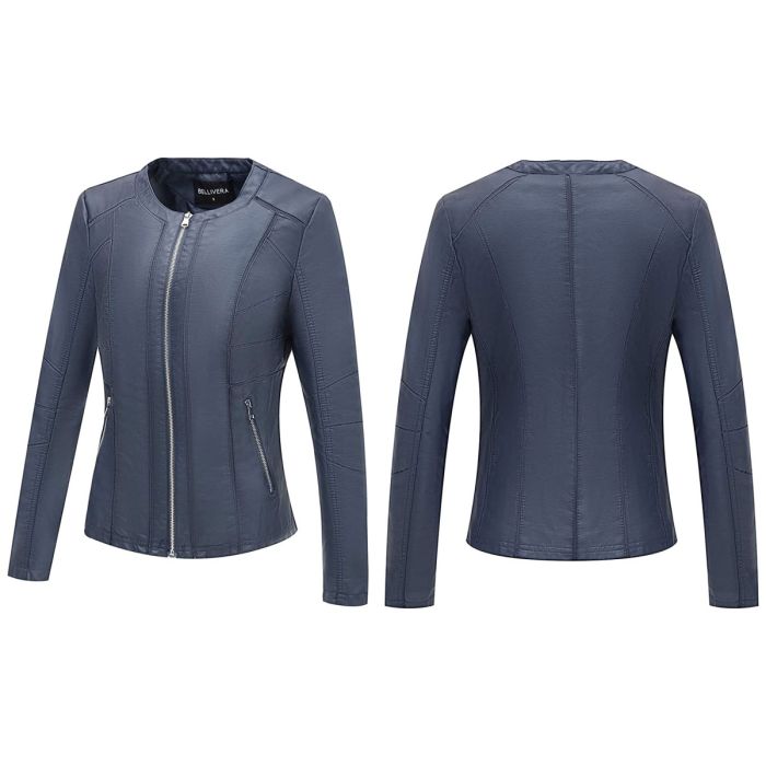 Classic Navy Blue Real Leather Jacket