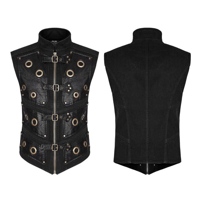 Gothic Steampunk Waistcoat Vest Top with zipper Black