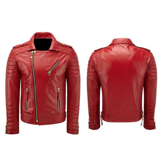 Diamond Quilted Red Leather Jacket