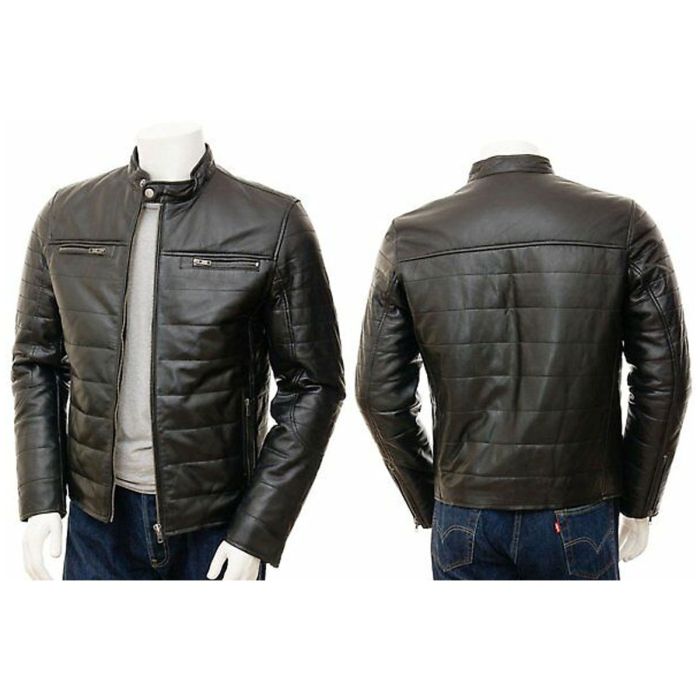 Orekyo Black Leather Puffer Jacket