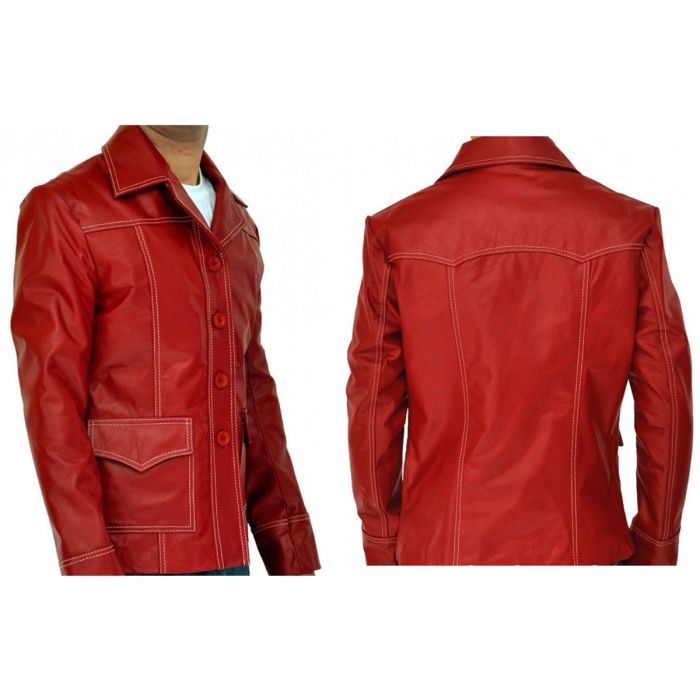 Royal Red Real Leather Regular Fit Jacket