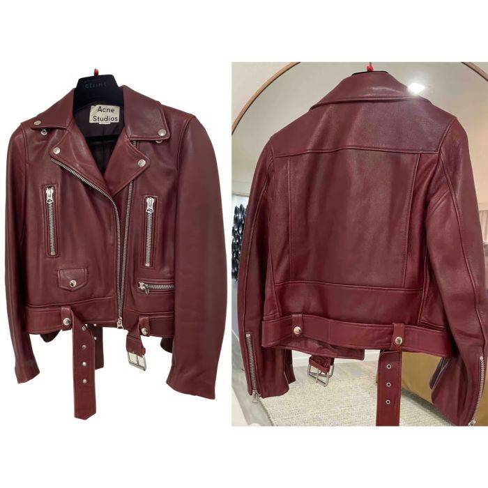 Orekyo Burgundy Biker Leather Jacket