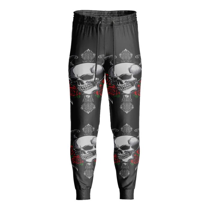 Sublimated Floral Skull Pattern Trousers