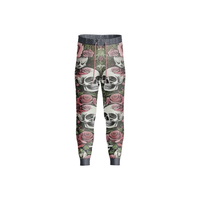 Sublimated Floral Skulls Gothic Trousers