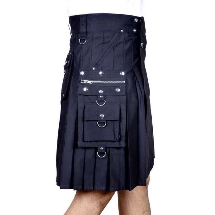 New Men's Black Kilt Utility Gothic Kilt