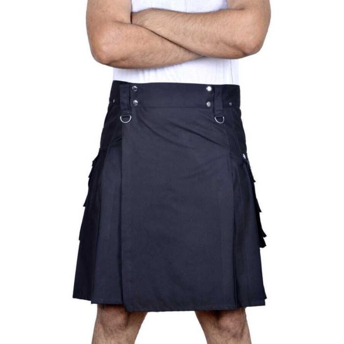 New Men's Stylish Black Kilt Utility Gothic Kilt
