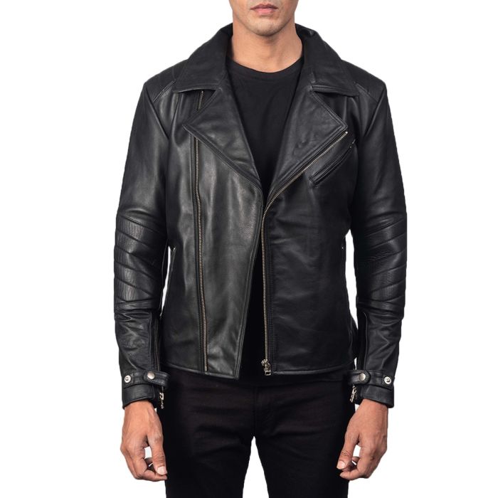 Raiden Black Leather Biker Jacket