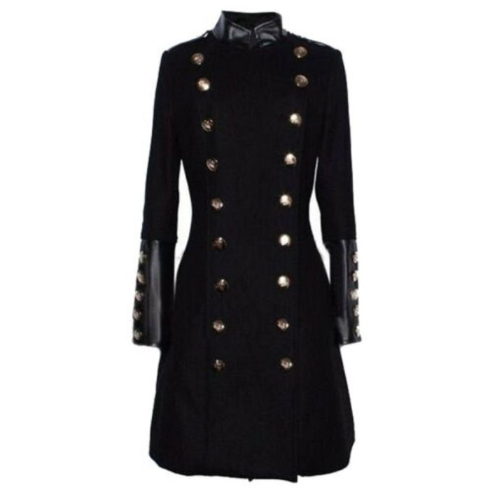 Orekyo Women Military Double Breasted Slim Long Gothic Coat