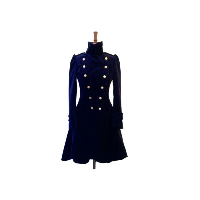 Women Orekyo Velvet Coat Double Breasted Women Gothic Velvet Clothing