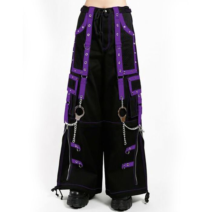 Orekyo Ladies Fashion Gothic Night Pant Mega Eye Pant Purple Black