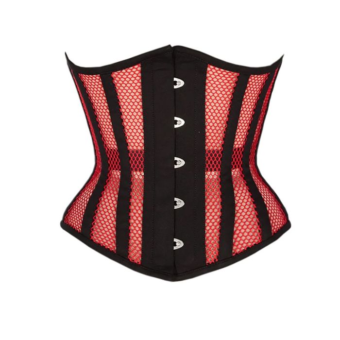 Samuel Black Red Mesh Pvc Underbust Corset Orekyo