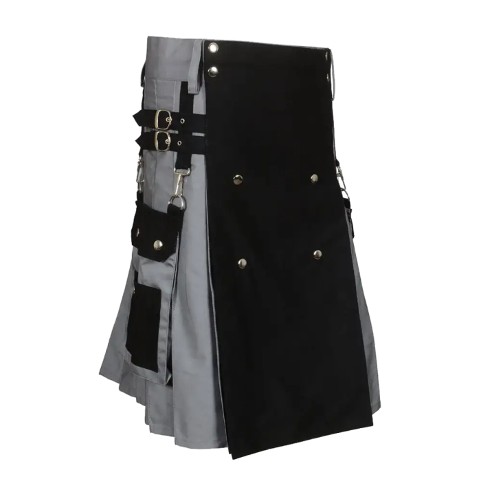 Scottish -Black & Gray Two Tone Utility Kilt-