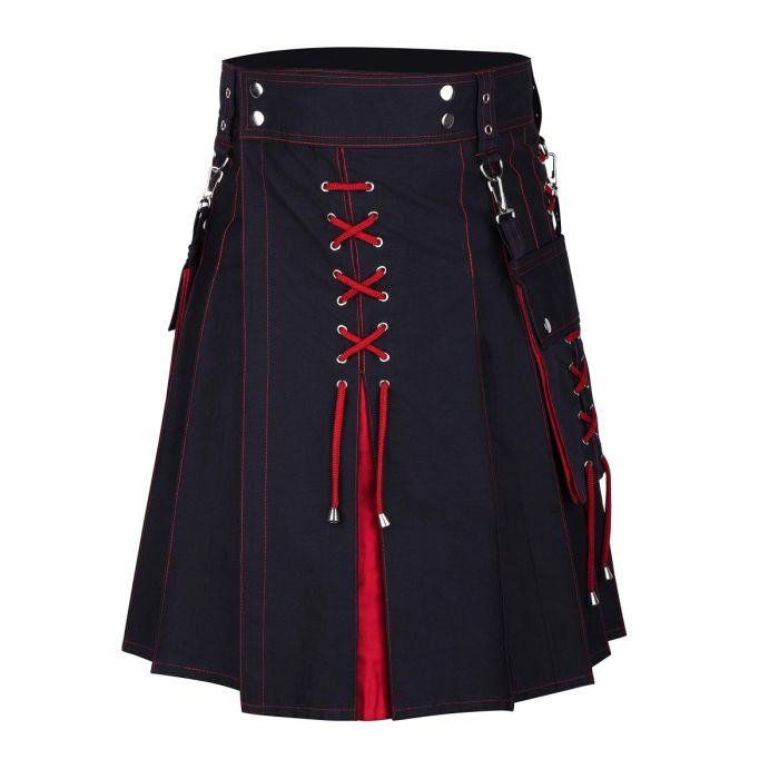 Scottish Modern Two Tone Cotton Utility Kilts for Men-Sports Utility Kilt-Wedding Kilt