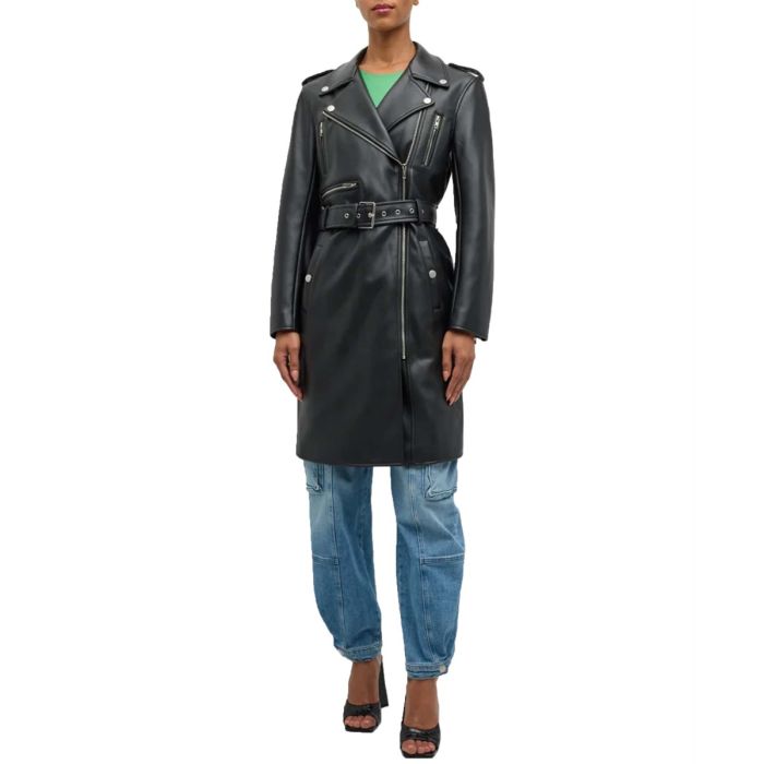 The Long Chopper Faux-Leather Moto Dress