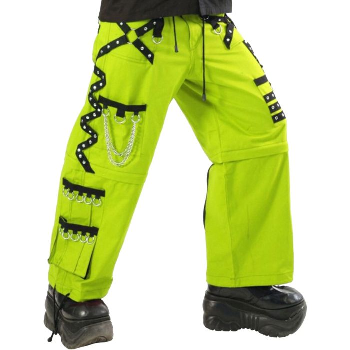 Orekyo Men's Electro Bondage Rave Gothic Cyber Chain fluorescent Pants,Men's gothic pants